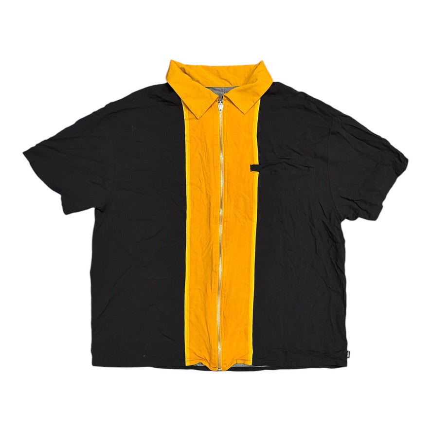 Vans Black Yellow LA Curren Knost Full Zip Short Sleeve Shirt (W)