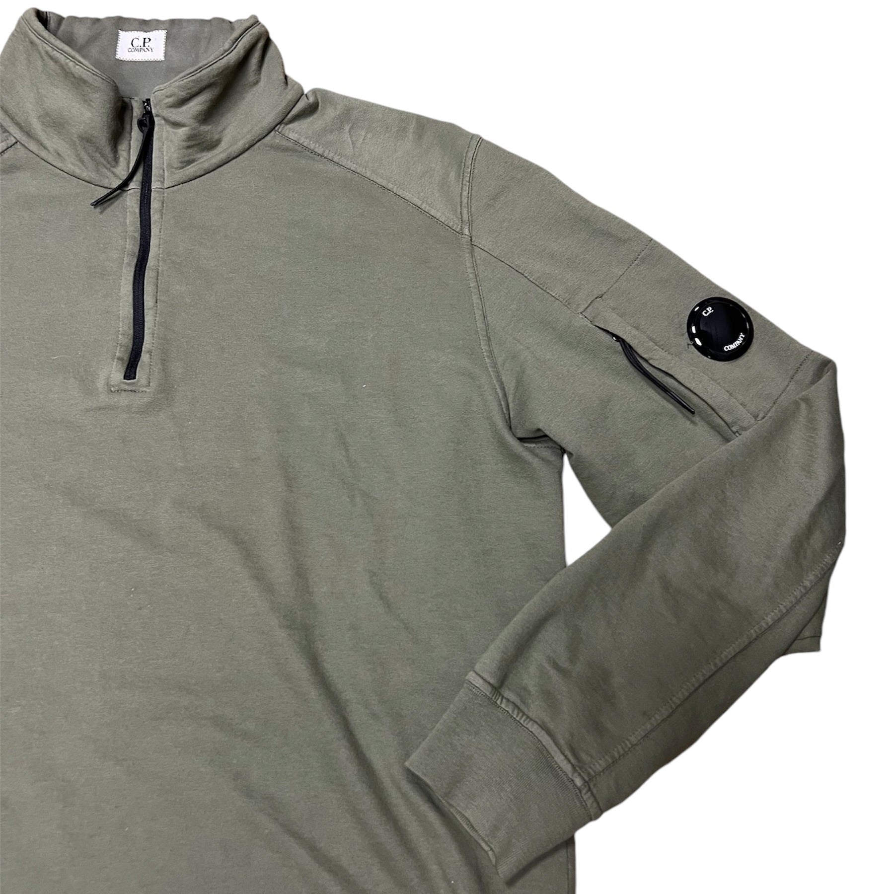 C.P Company Polo Collar Green Half Zip