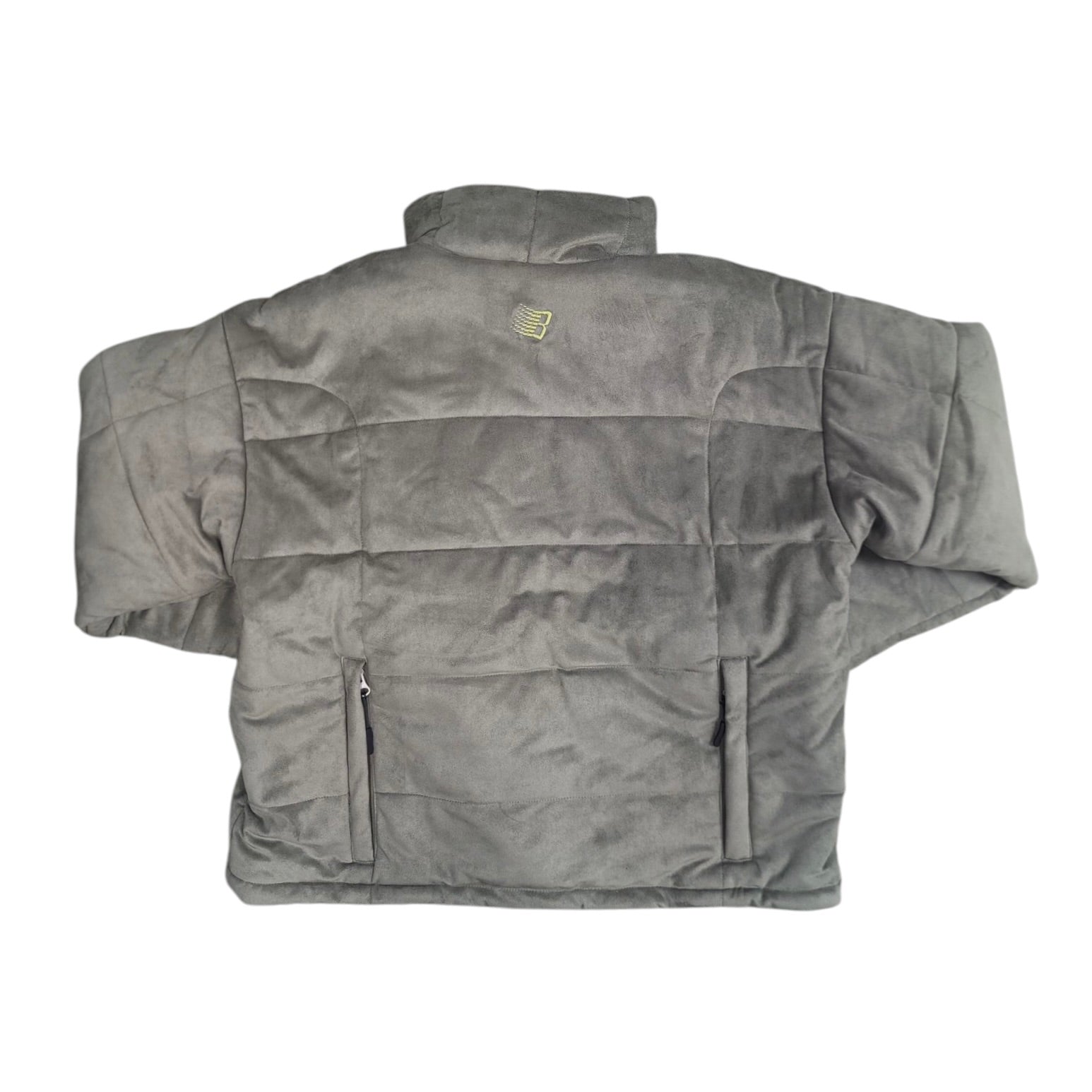 Bronze Faux Suede Green Puffer Jacket