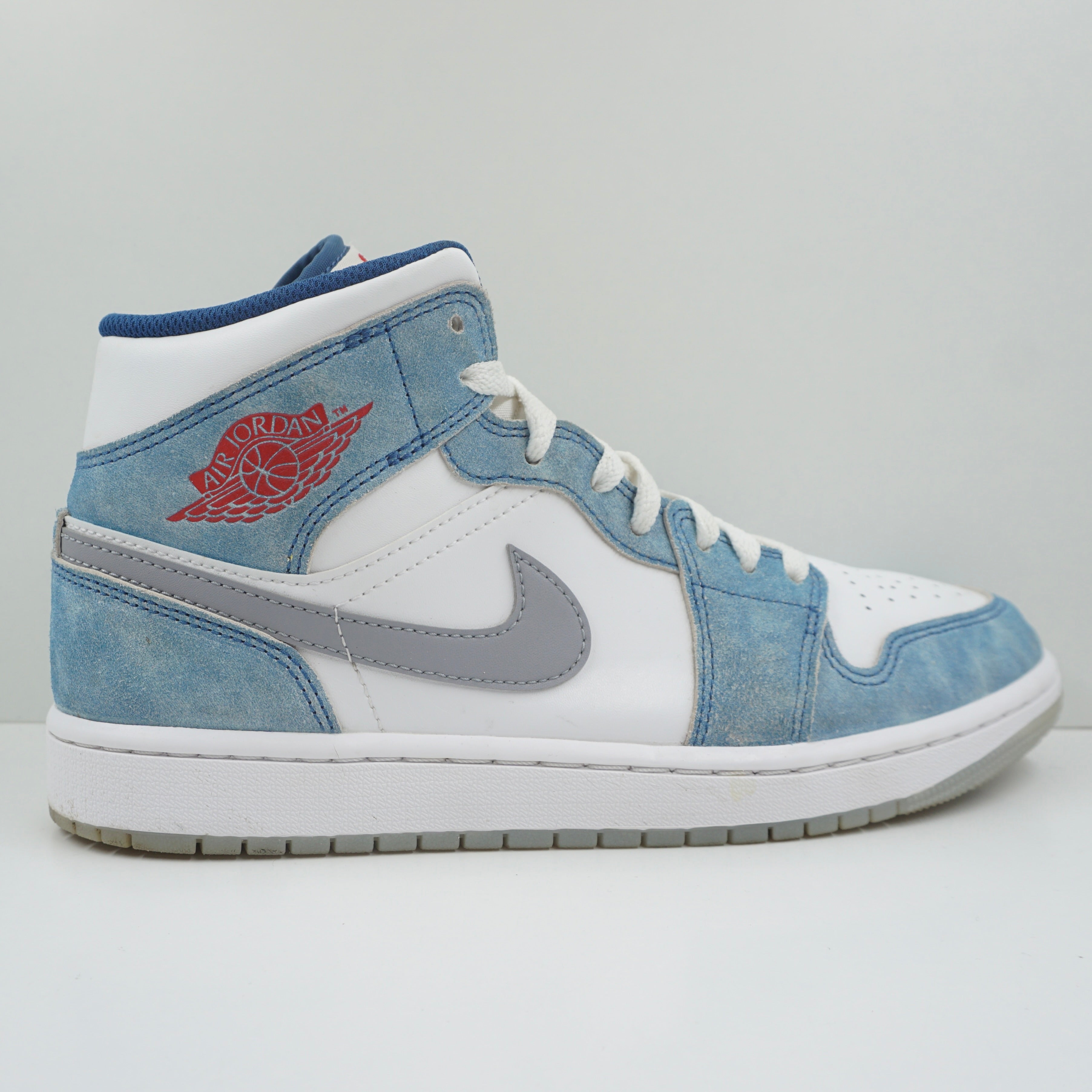 Jordan 1 Mid French Blue Fire Red