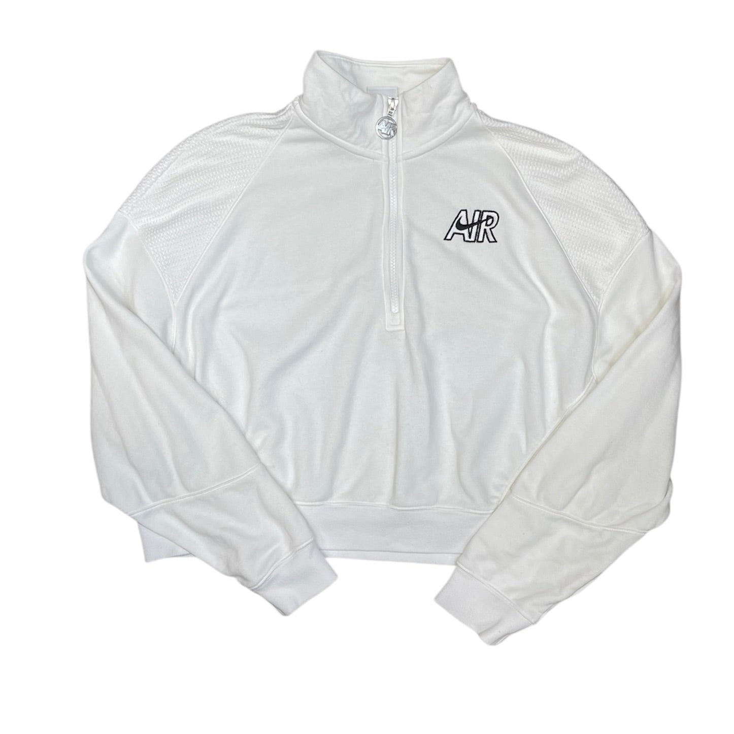 Nike Half Zip White Fleece Cropped Sweatshirt (W)