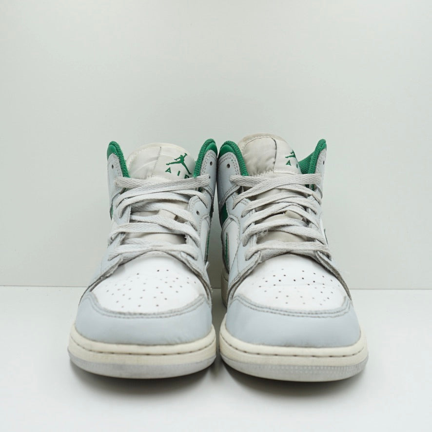 Jordan 1 Mid White Pure Platinum Pine Green (GS)