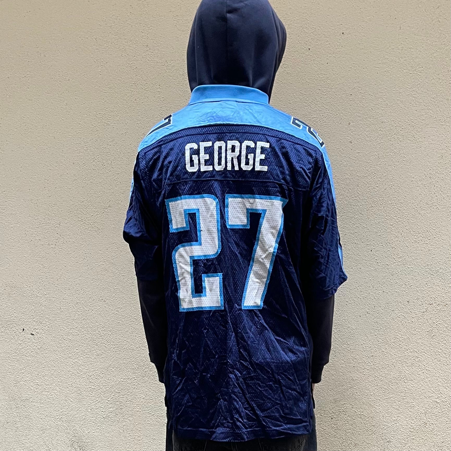Reebok Tennessee Titans George #27 Navy On Field NFL Jersey