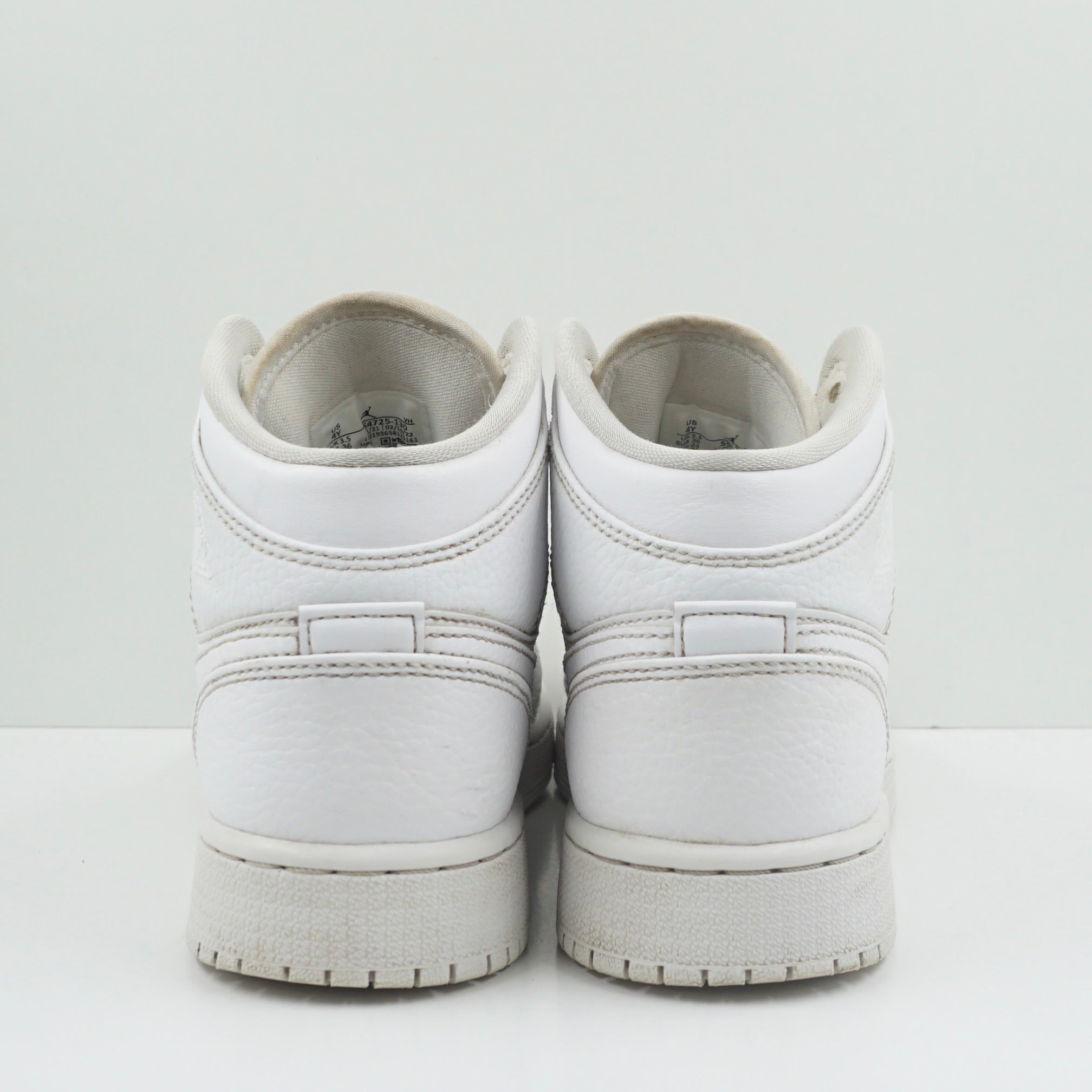 Jordan 1 Mid Triple White Tumbled Leather (GS)