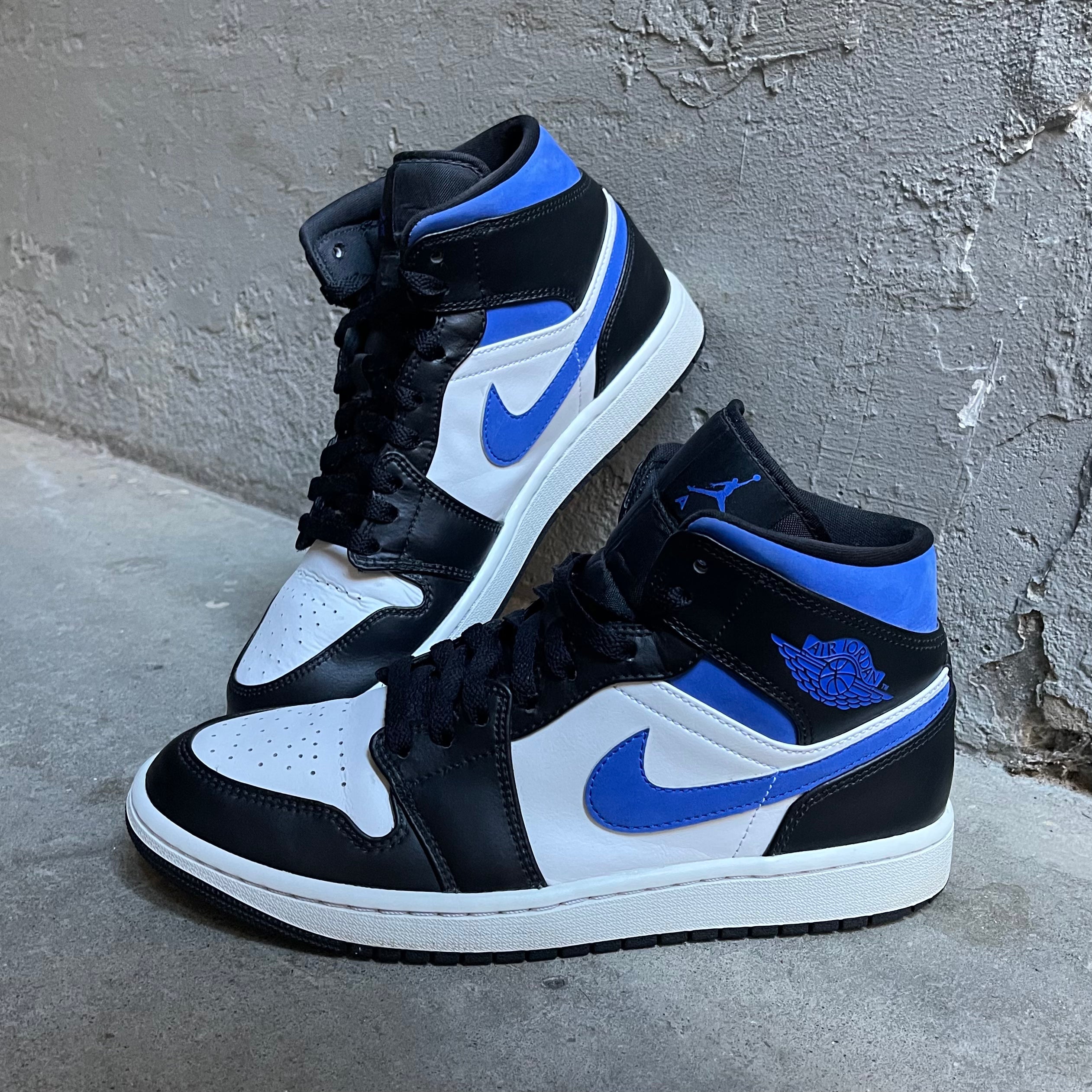 Jordan 1 Mid White Black Racer Blue