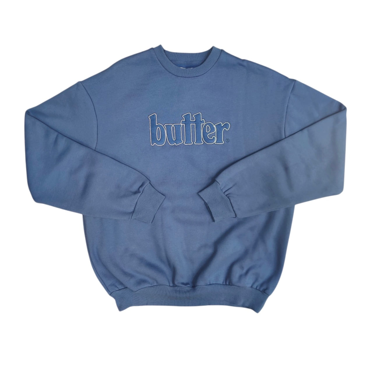 Butter Goods Fleece Applique Denim Blue Sweatshirt