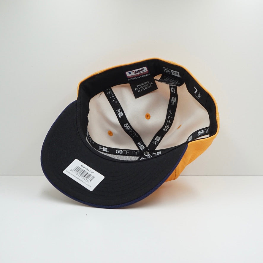 New Era Milwaukee Brewers Yellow Navy Fitted Cap