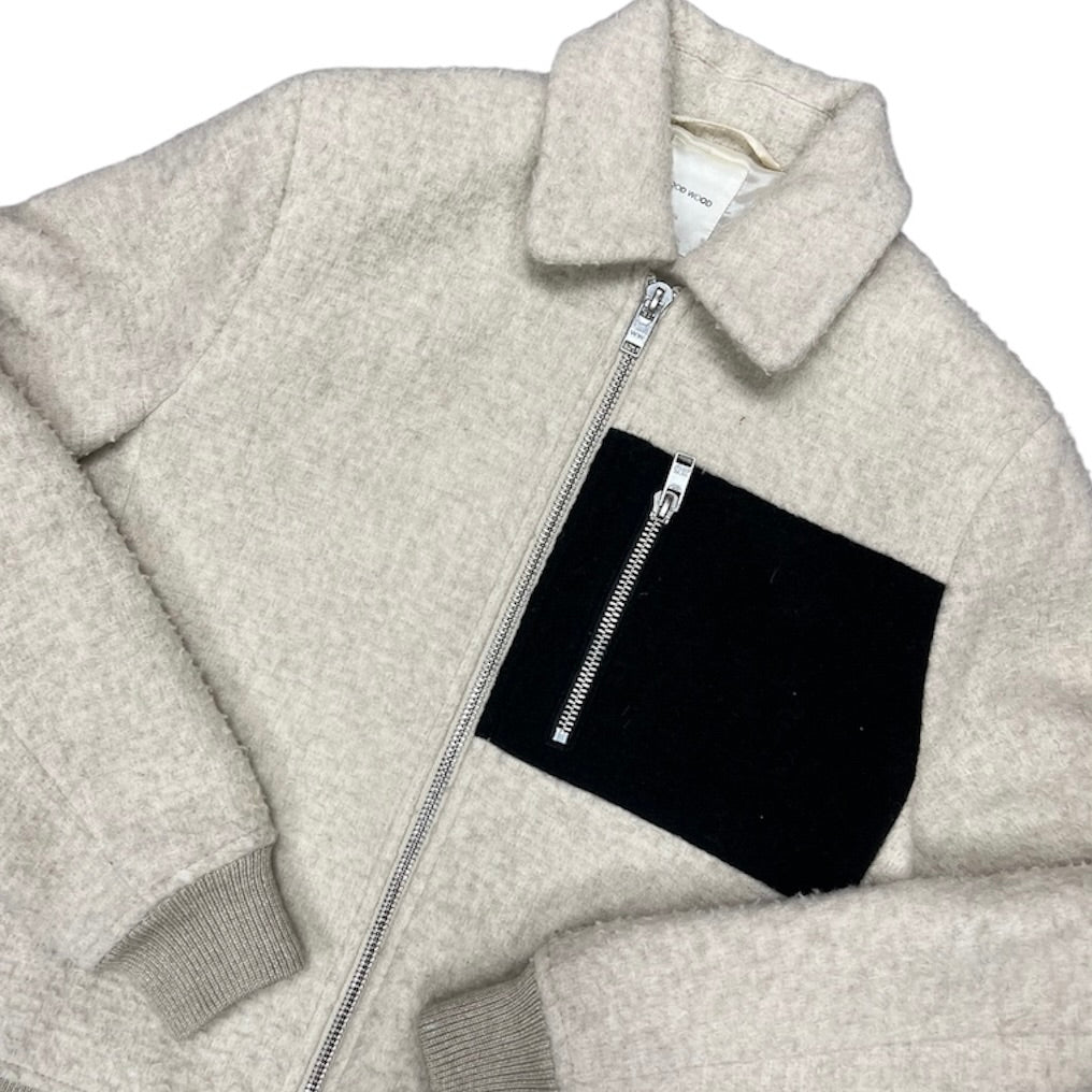 Wood Wood Beige Black Wool Jacket