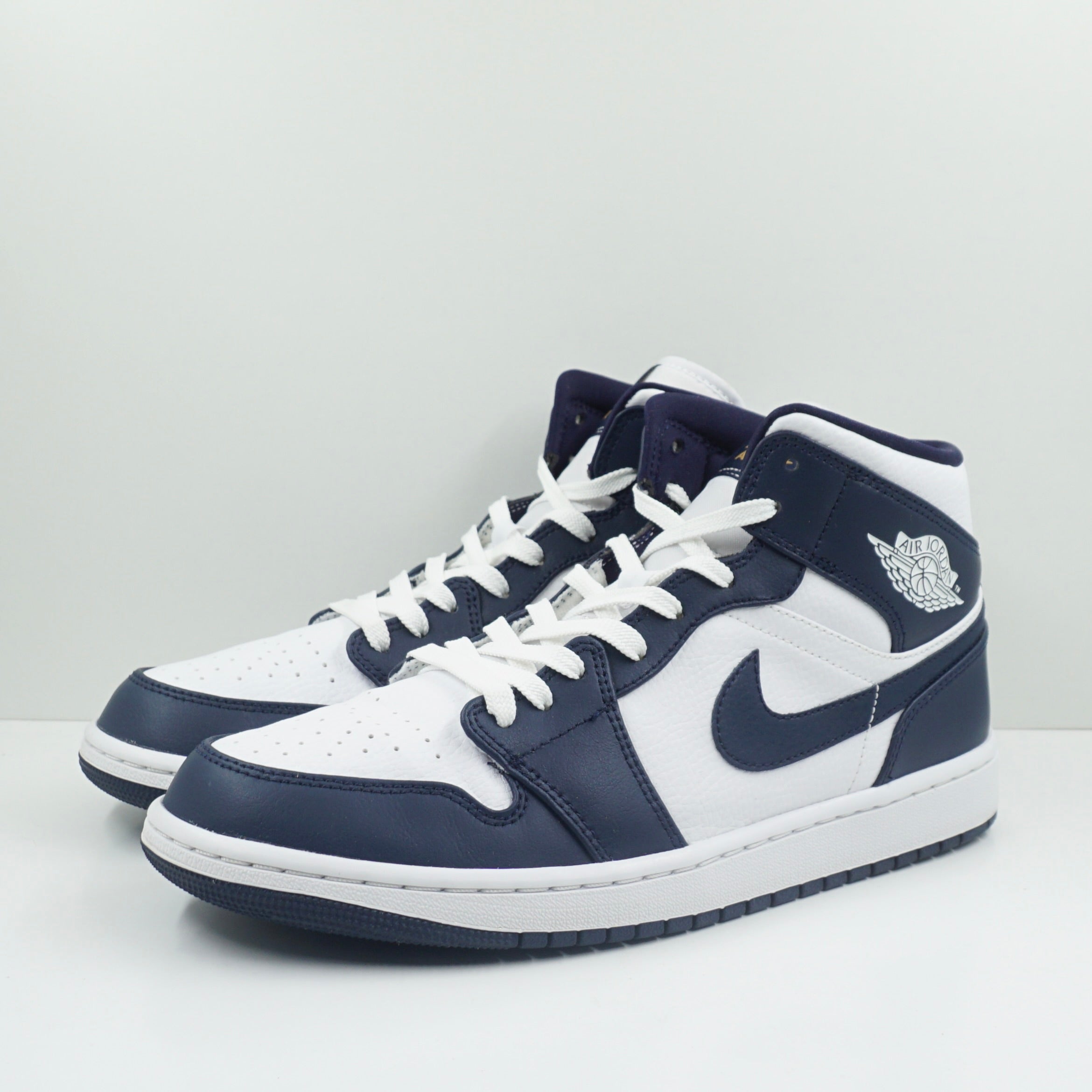 Jordan 1 Mid White Metallic Gold Obsidian