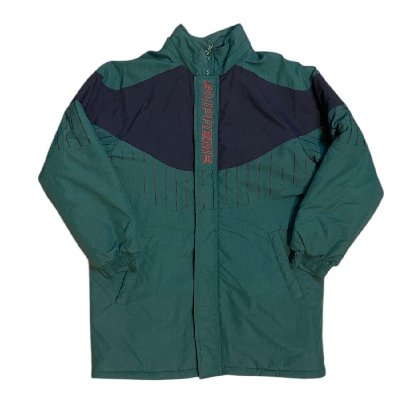 Supreme FW19 Pinstripe Panel Sports Parka Green