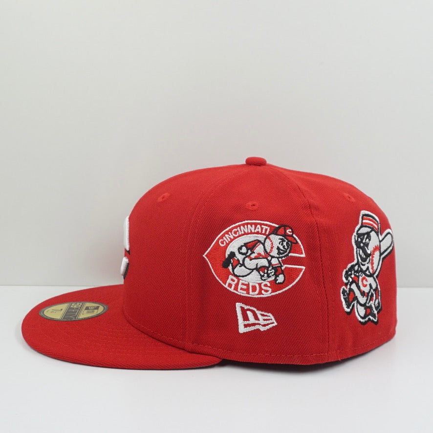 New Era Cooperstown Cincinnati Reds Multi Logo Red Fitted Cap