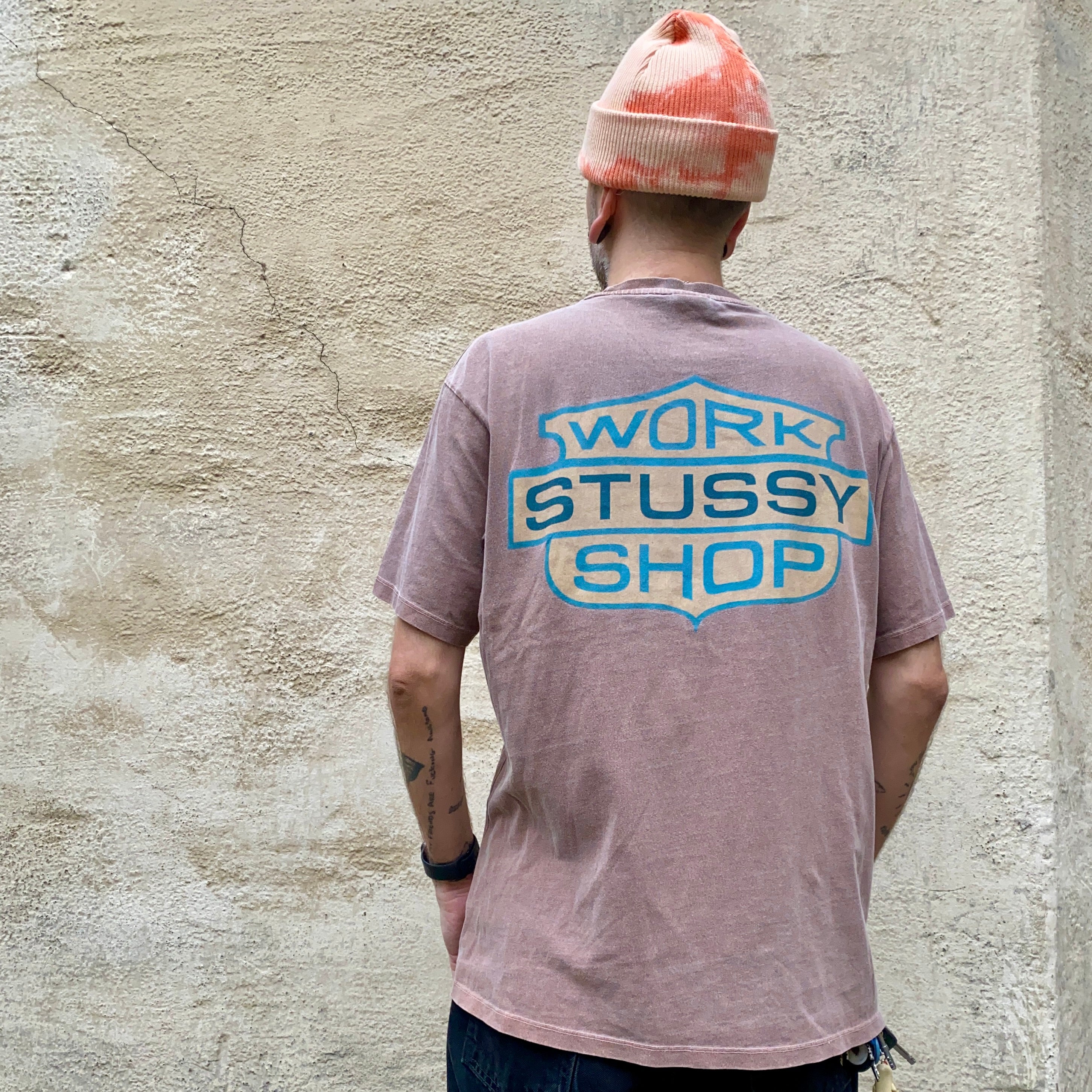 Stussy X Our Legacy Work Shop Badge Pigment Dye Brown Tshirt