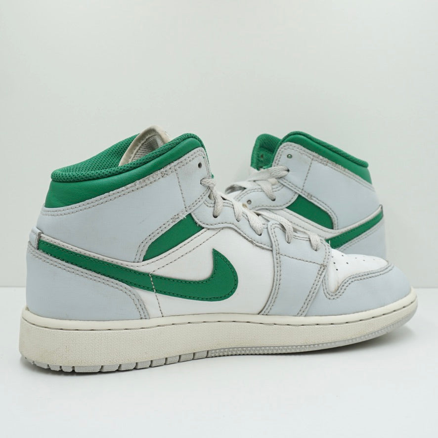 Jordan 1 Mid White Pure Platinum Pine Green (GS)