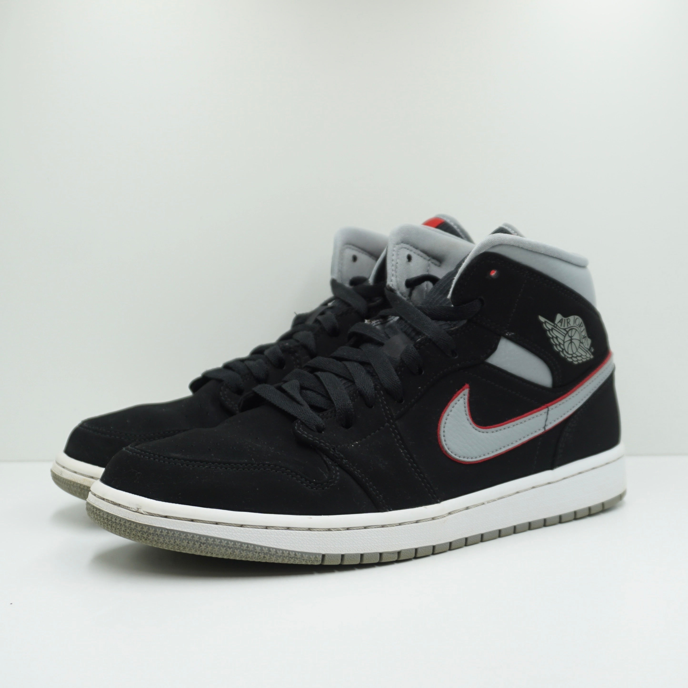 Jordan 1 Mid Black Particle Grey Gym Red