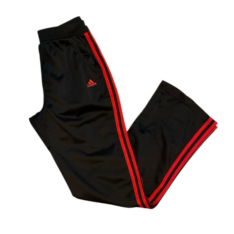 Adidas Satin Black Red Wide Leg Track Pants (Youth)