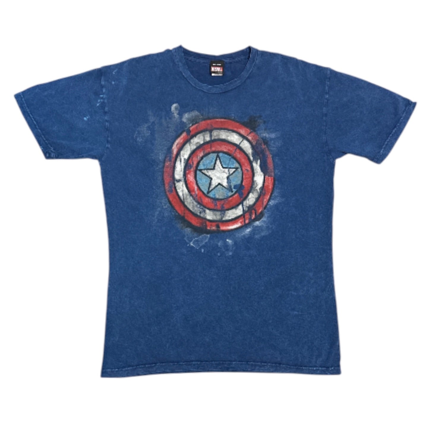 Marvel Captain America Water Paint Shield Blue Tshirt