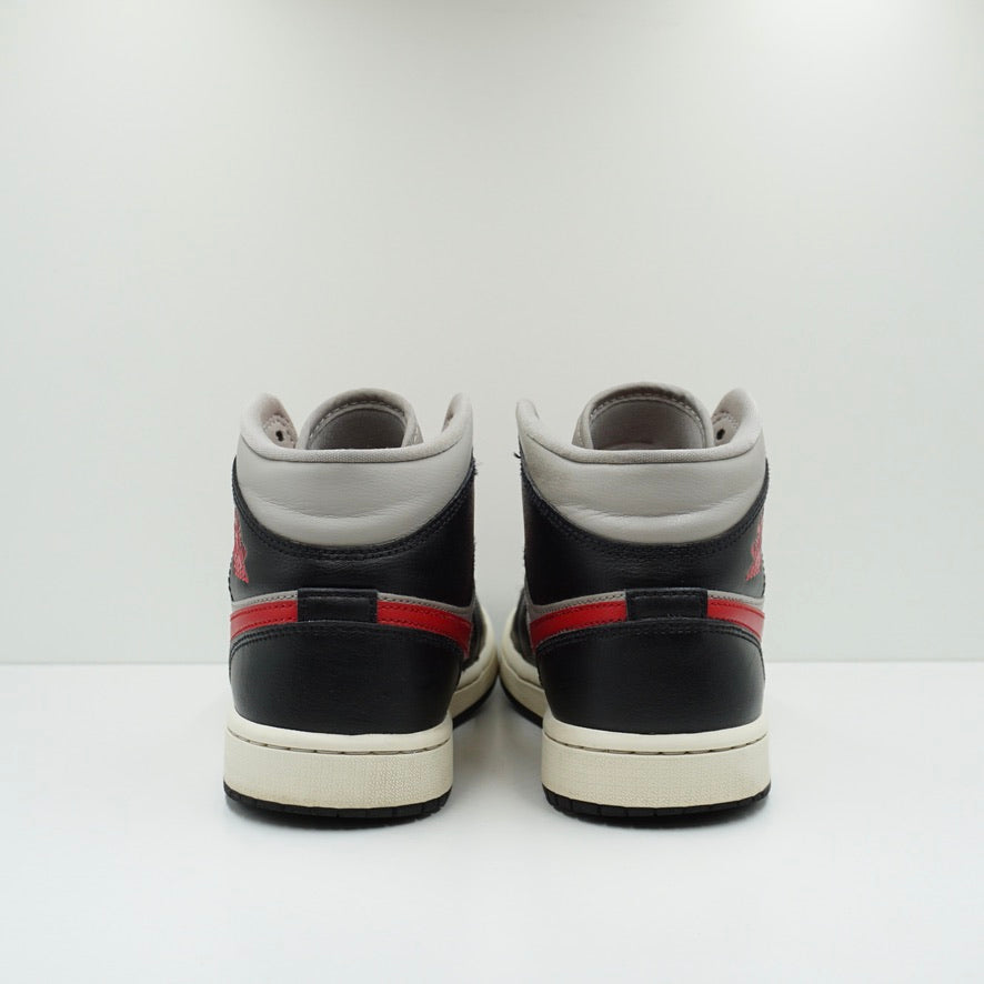 Jordan 1 Mid Black College Grey Gym Red (W)