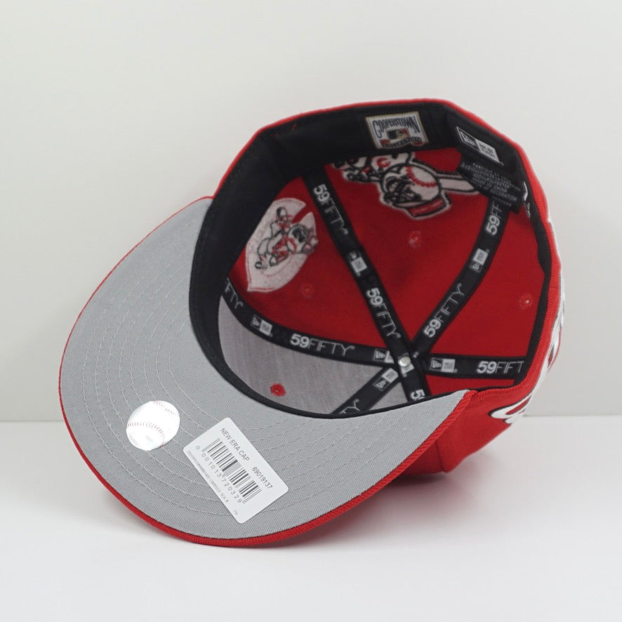 New Era Cooperstown Cincinnati Reds Multi Logo Red Fitted Cap