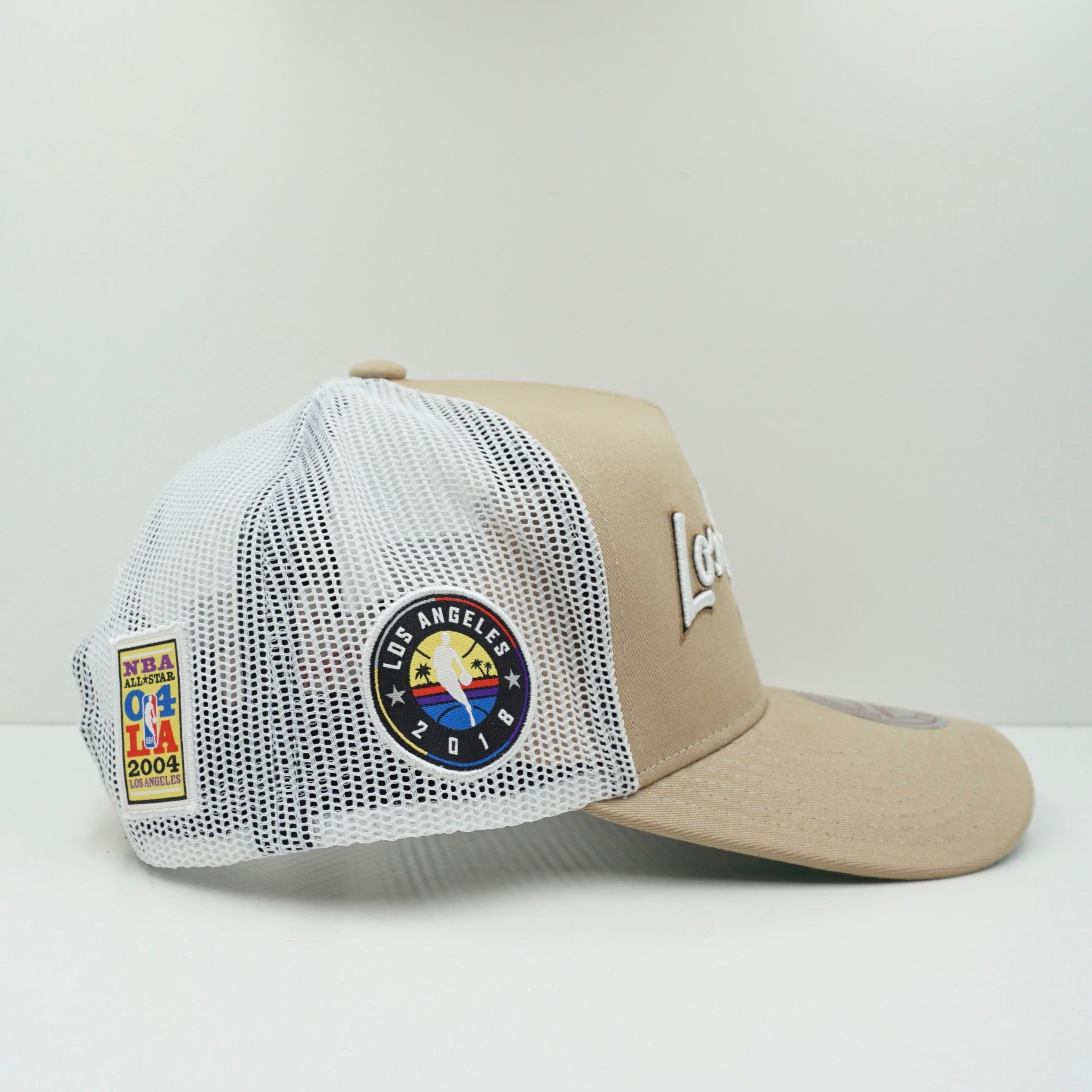 Mitchell & Ness Los Angeles Lakers Beige Trucker Adjustable Fit Snapback Cap