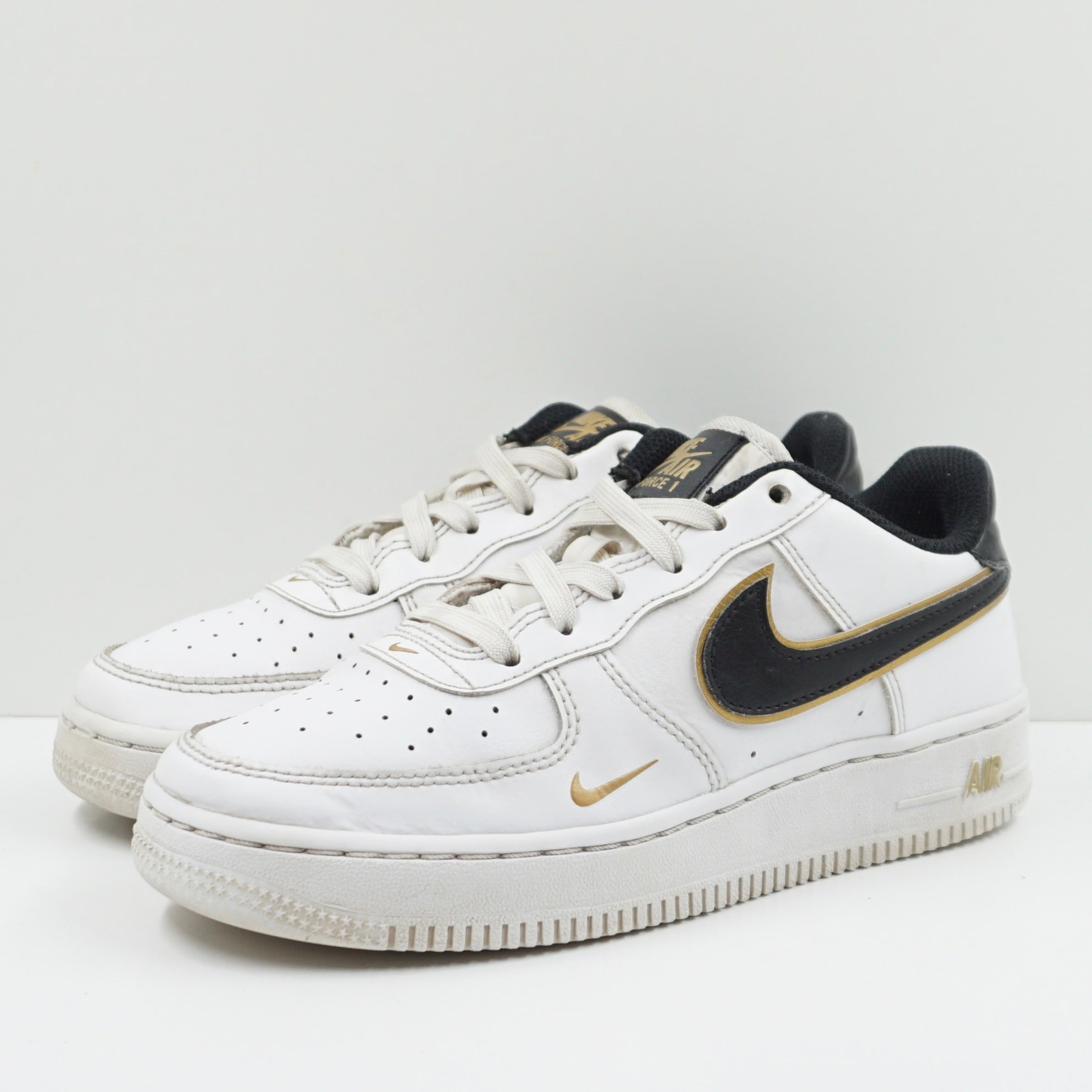 Nike Air Force 1 Low '07 LV8 Double Swoosh White Metallic Gold (GS)