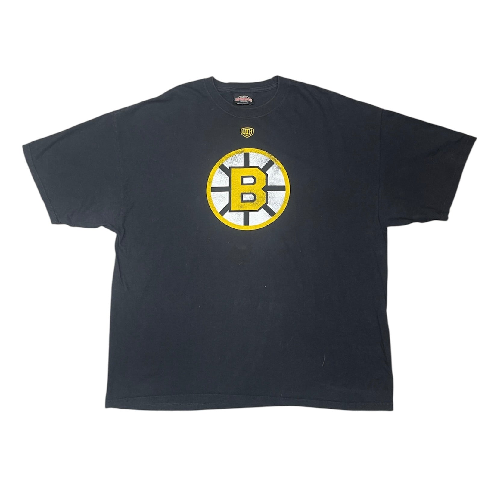 NHL Old Time Hockey Boston Bruins Orr #4 Black Yellow Tshirt