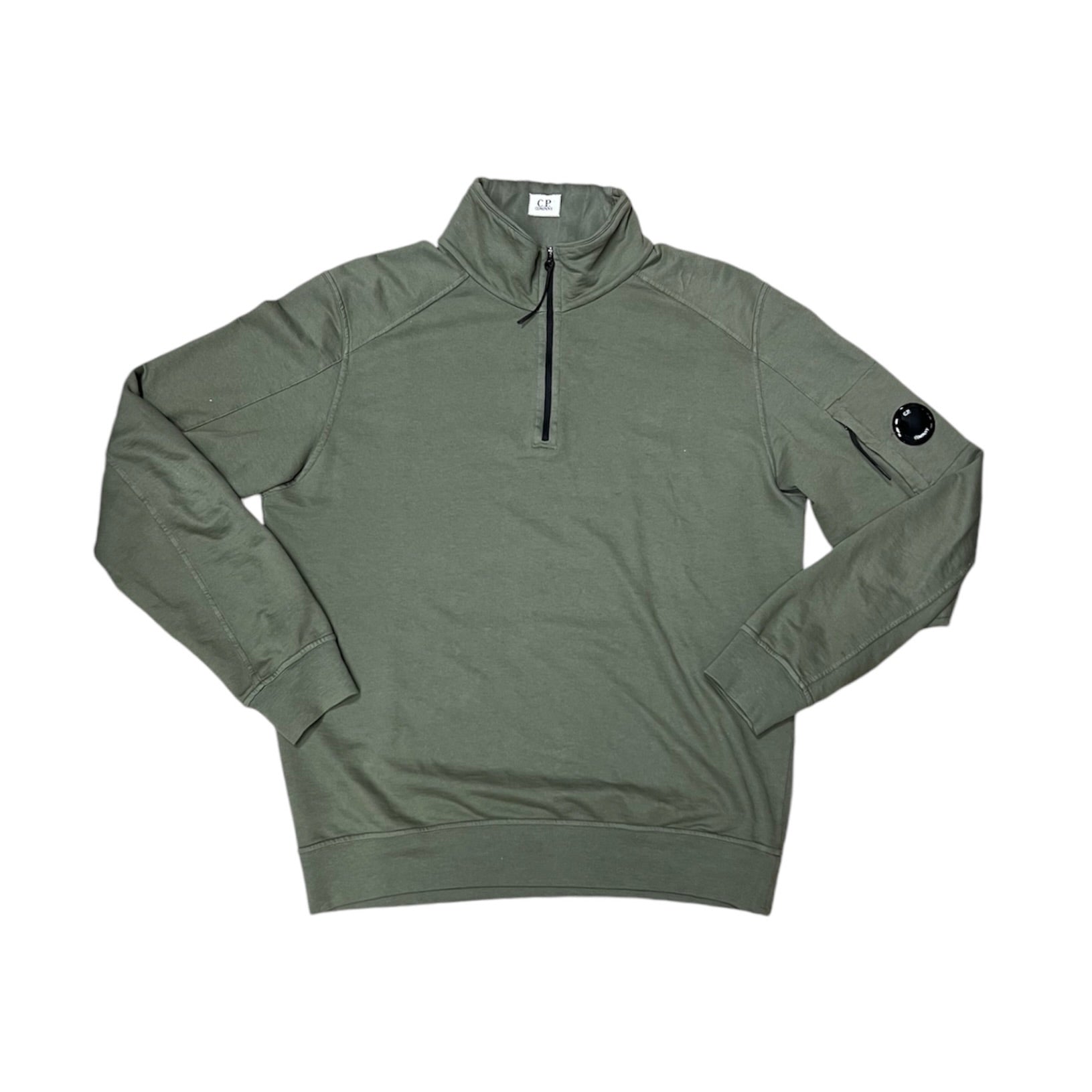C.P Company Polo Collar Green Half Zip