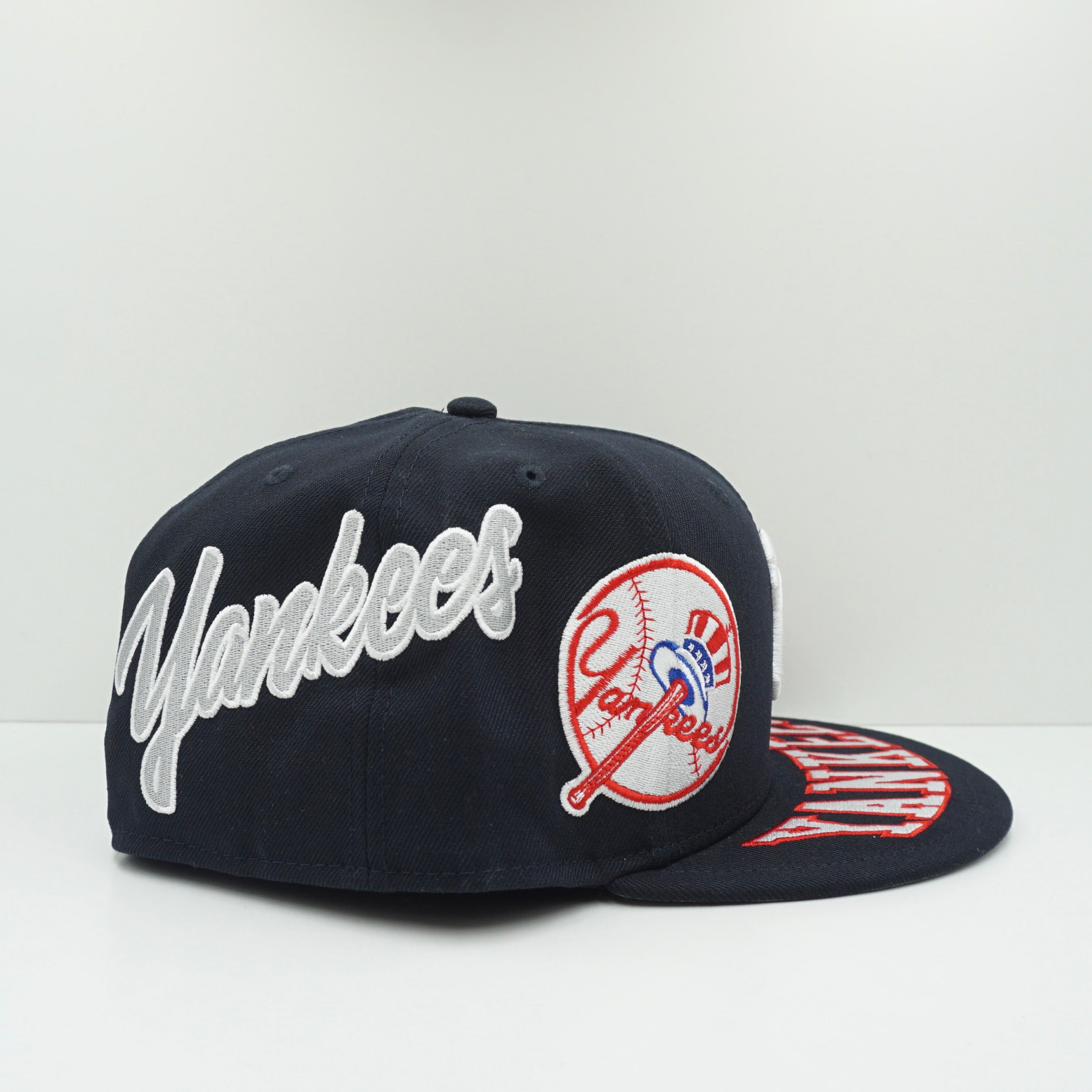 New Era Cooperstown New York Yankees All Over Logo Navy White Fitted Cap