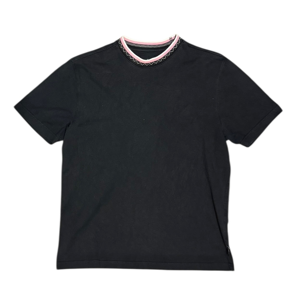 Stussy Jacquard Neck Black Tshirt