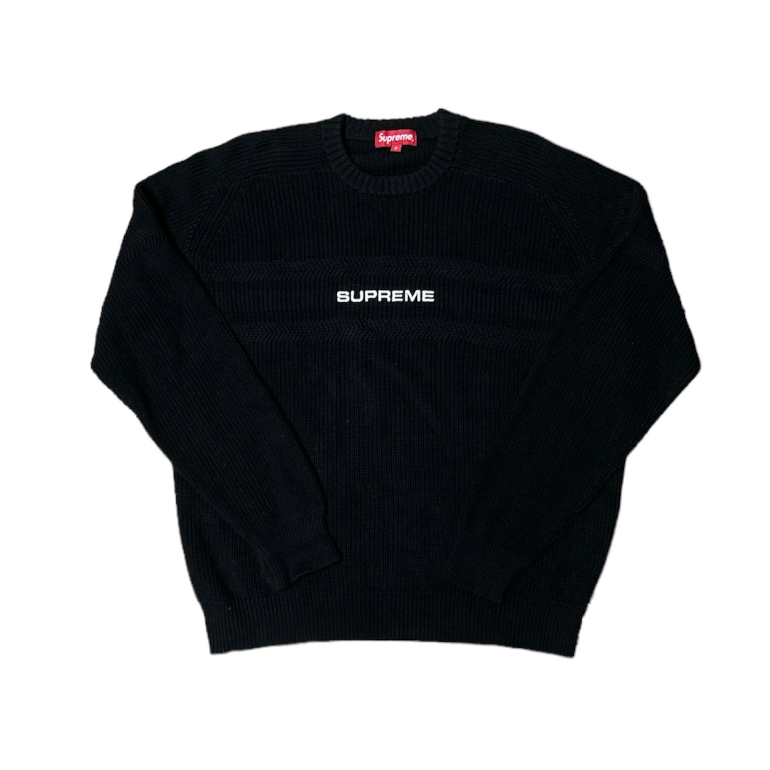 Supreme Chest Stripe Raglan Sweater Black