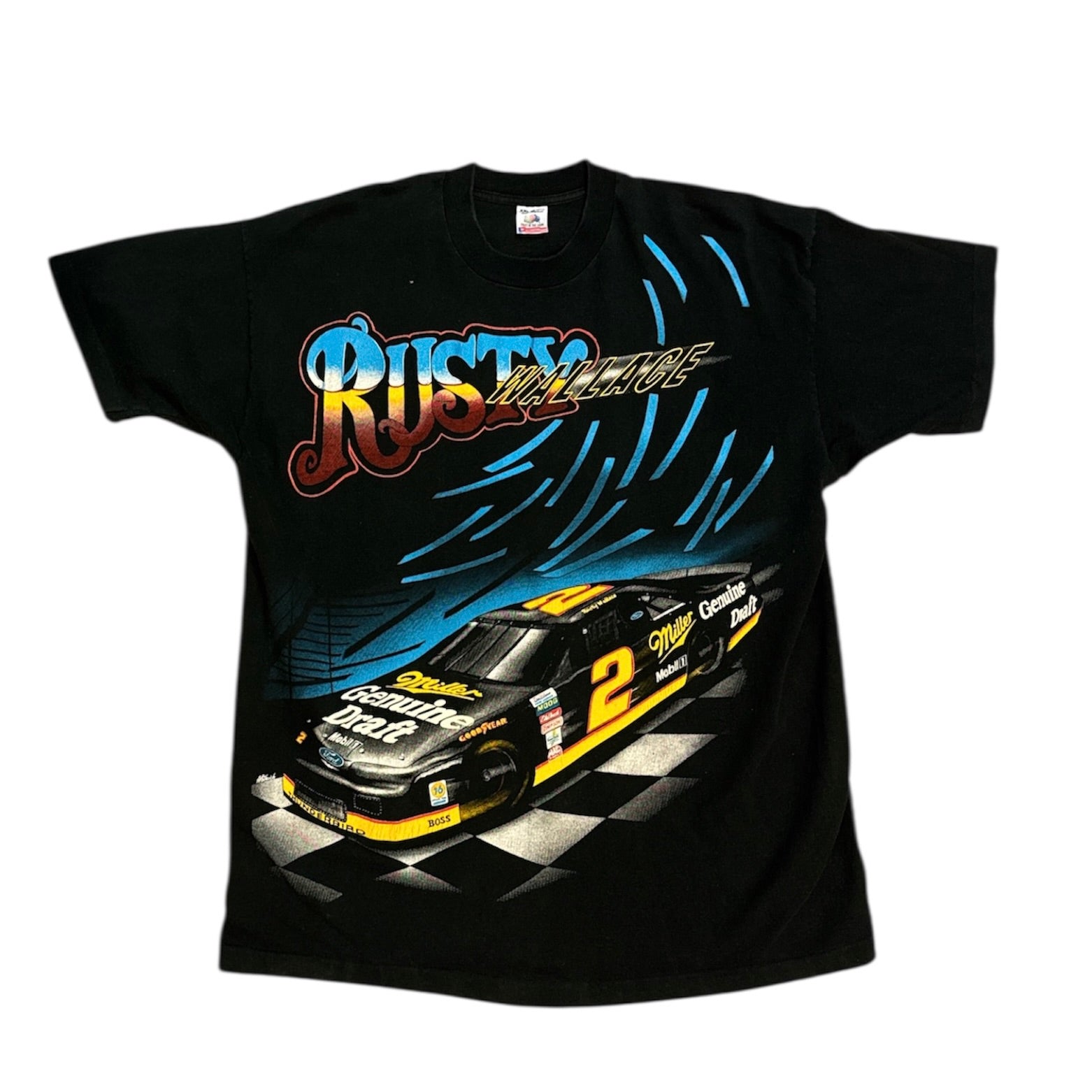 Vintage Rusty Wallace Nascar Black Single Stitch Tshirt
