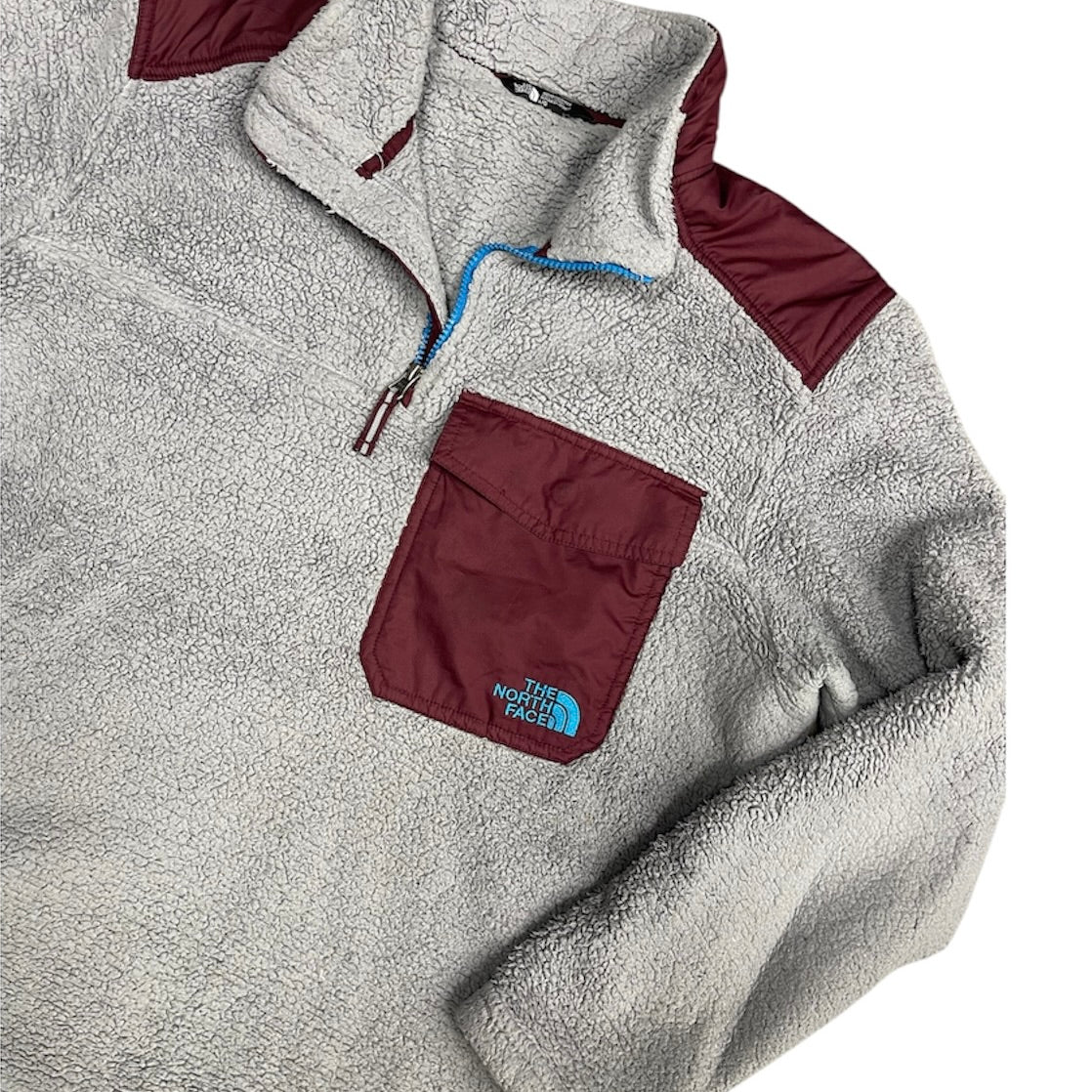 The North Face Grey Burgundy Fleece Half Zip