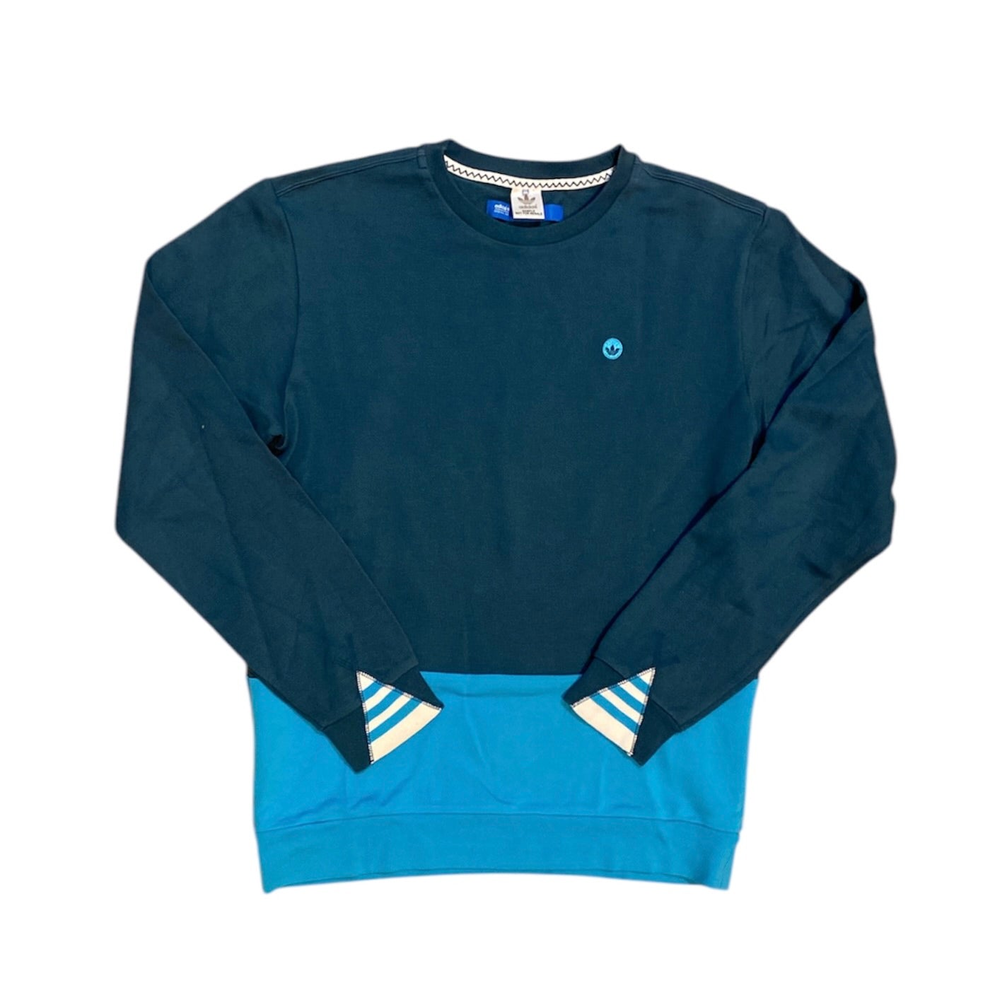 Adidas Small Trefoil Badge Blue Pullover Sweater Sample