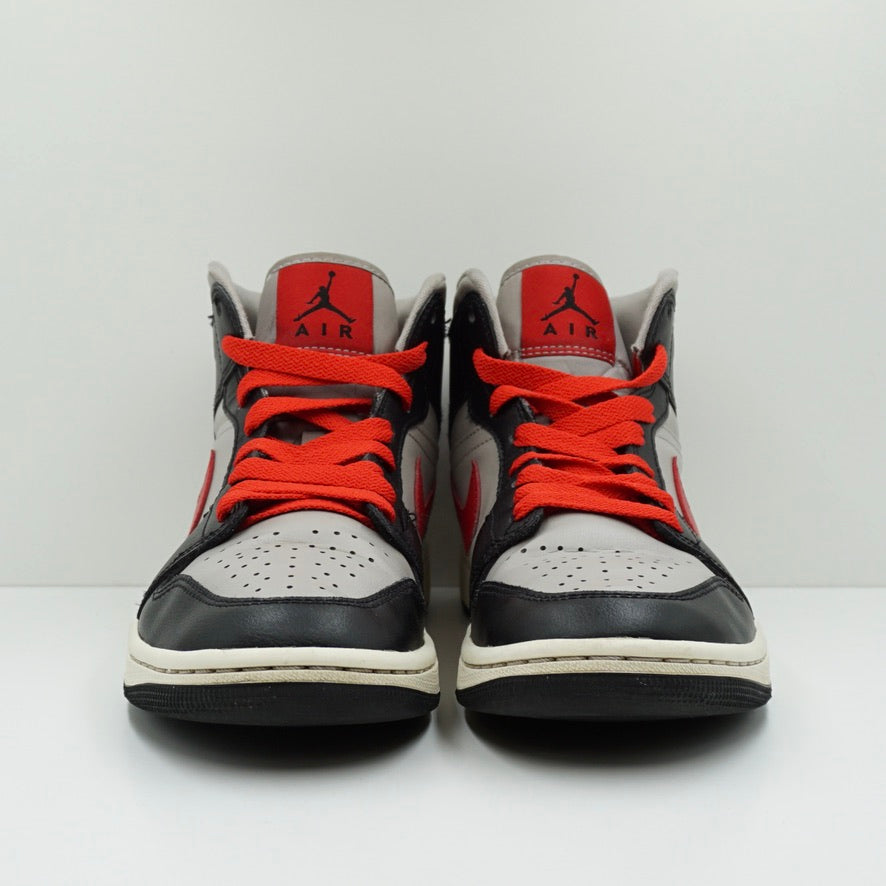 Jordan 1 Mid Black College Grey Gym Red (W)