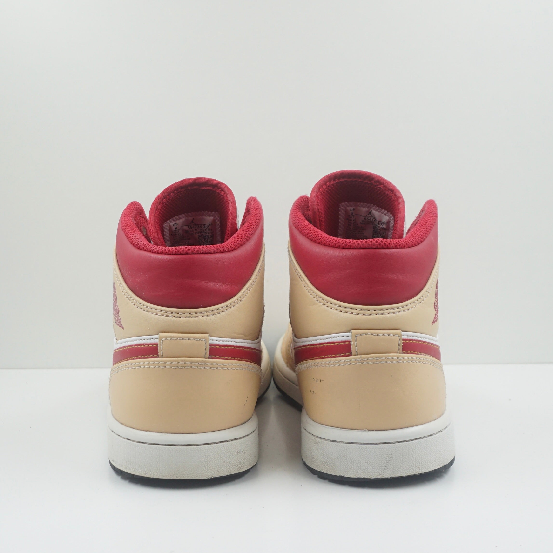 Jordan 1 Mid Light Curry Cardinal