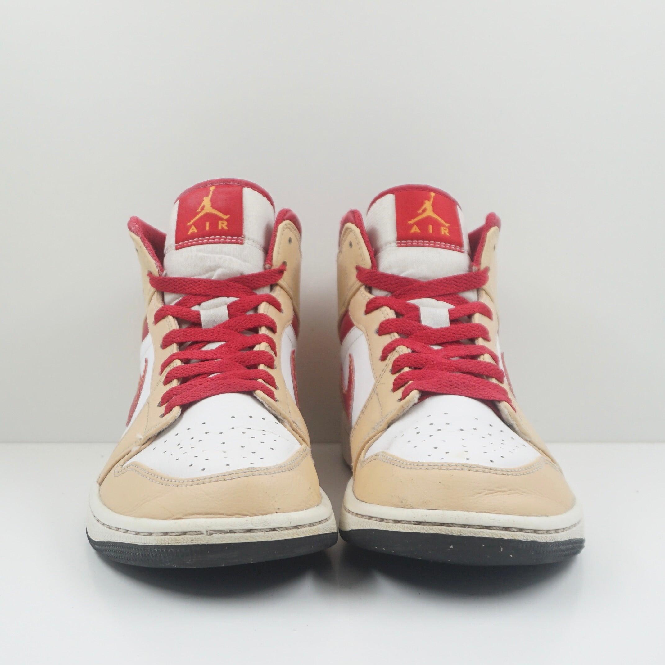 Jordan 1 Mid Light Curry Cardinal