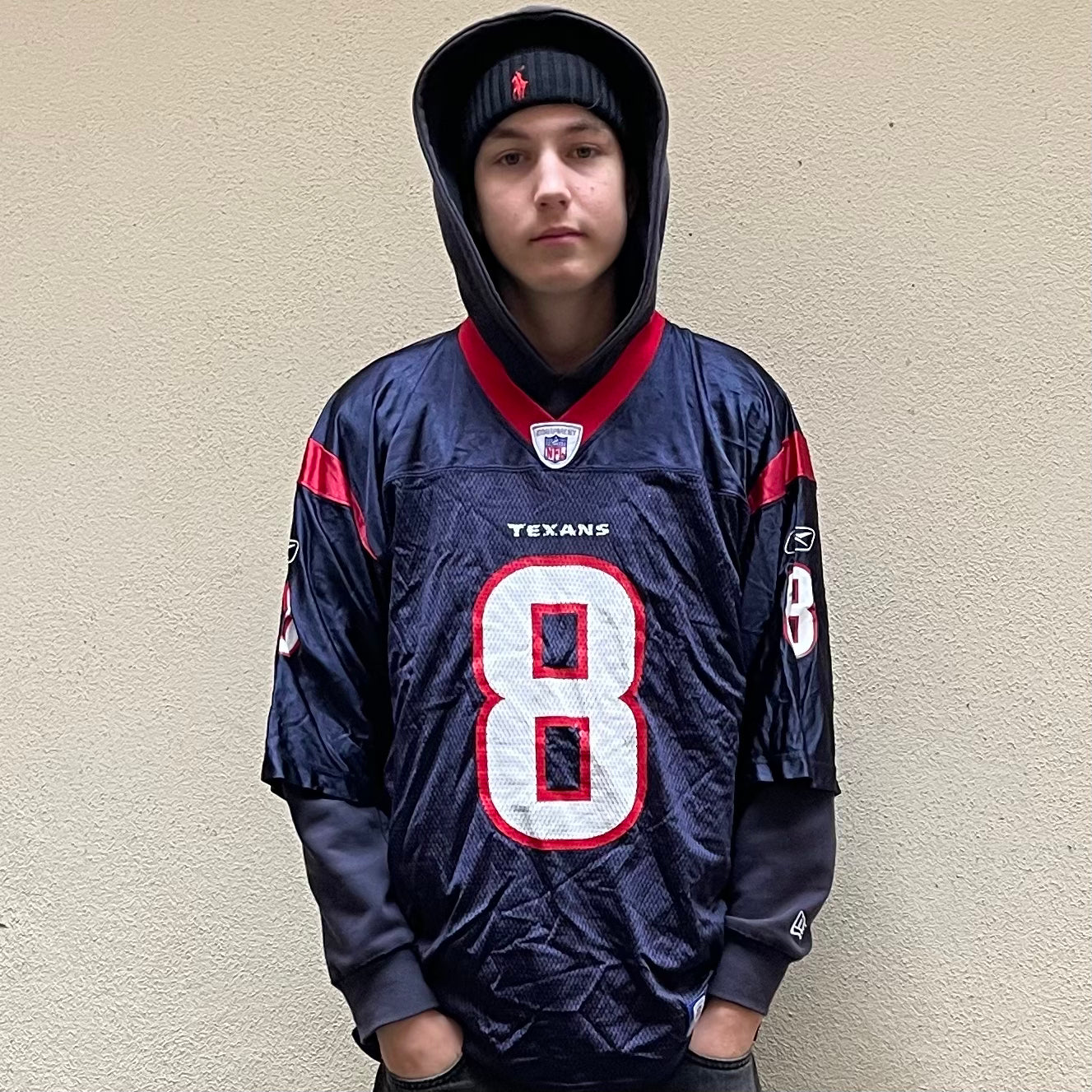Reebok Houston Texans Carr #8 Navy Red NFL Jersey