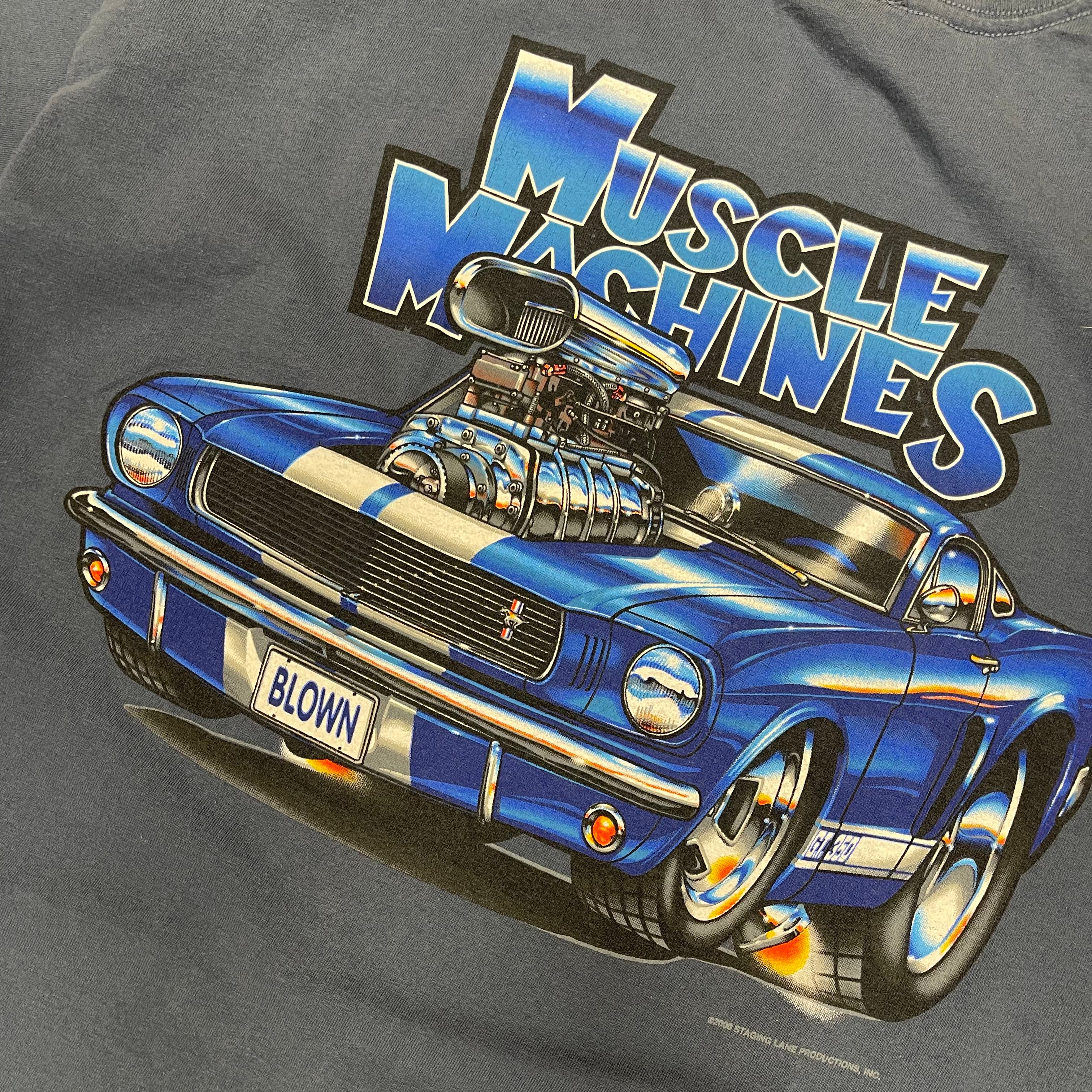 Vintage Staging Lane Productions Muscle Machines Blue Tshirt