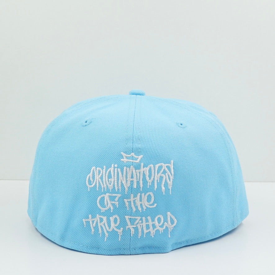 New Era Graphic Baby Blue White Fitted Cap