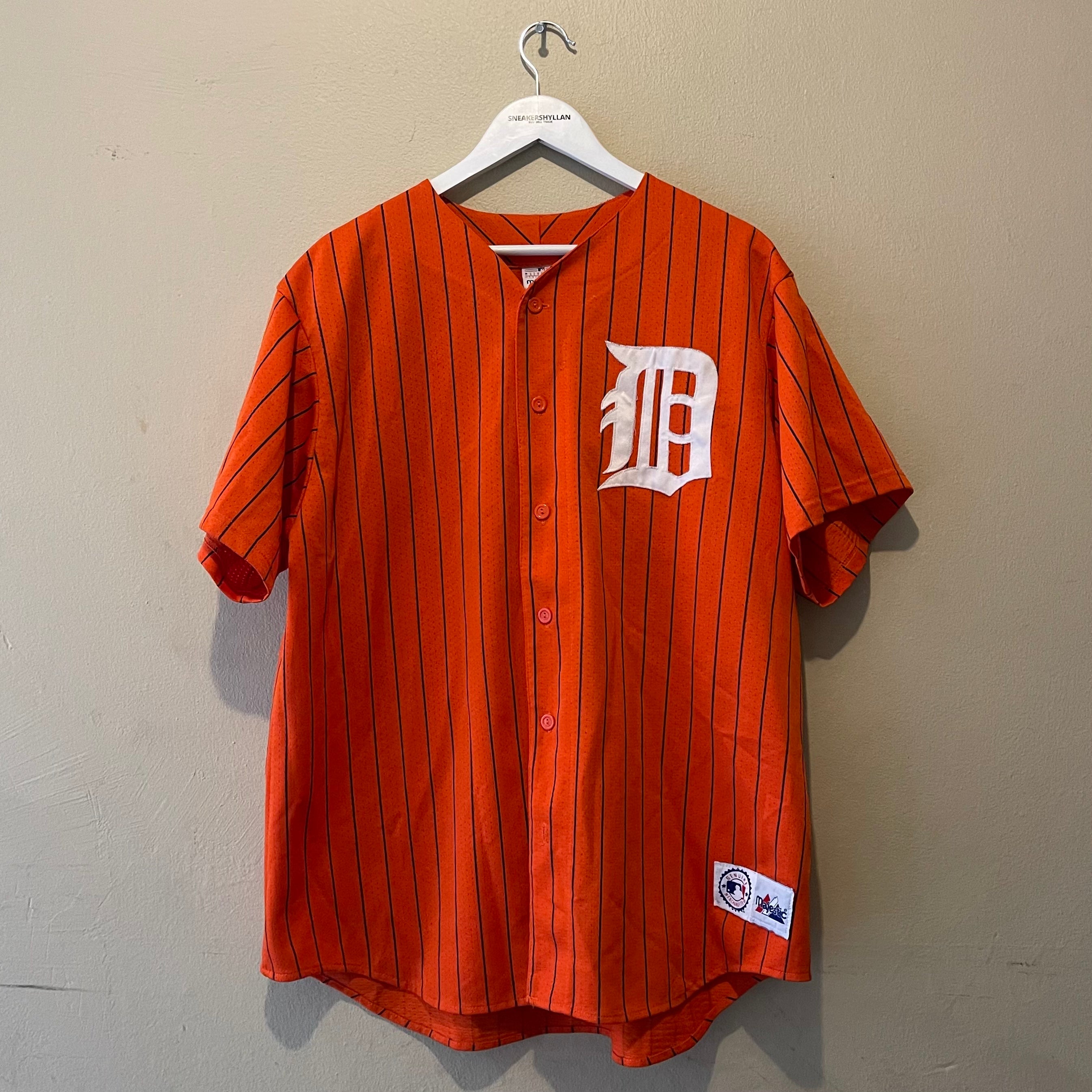 Majestic Detroit Tigers Orange Striped Baseball Jersey