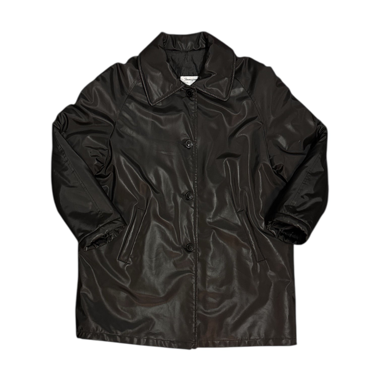 Immagine Made In Italy Pleather Black Trench Jacket