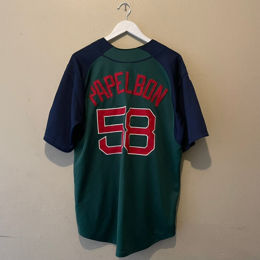 Majestic Red Sox Papelbon #58 Green Baseball Jersey