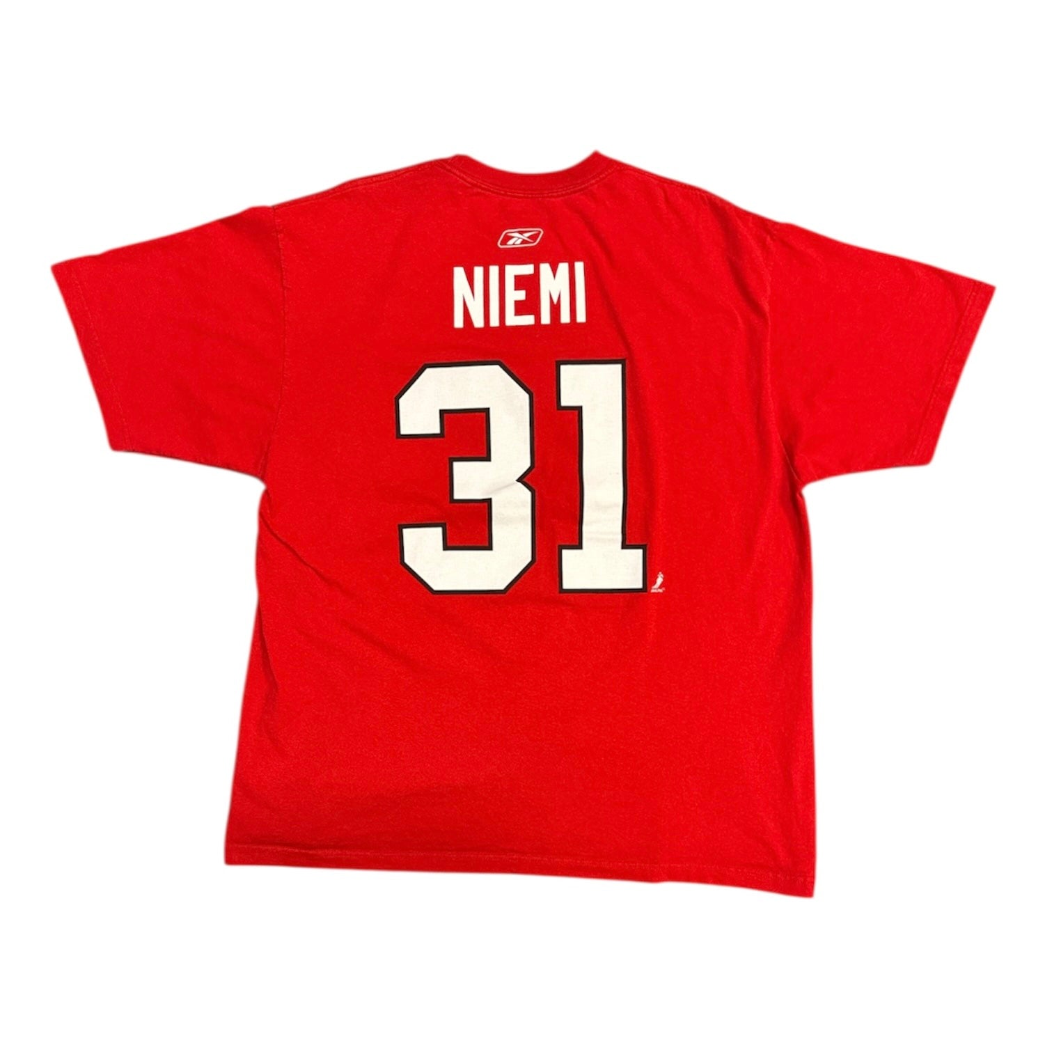 Reebok Chicago Blackhawks #31 Niemi Red Tshirt