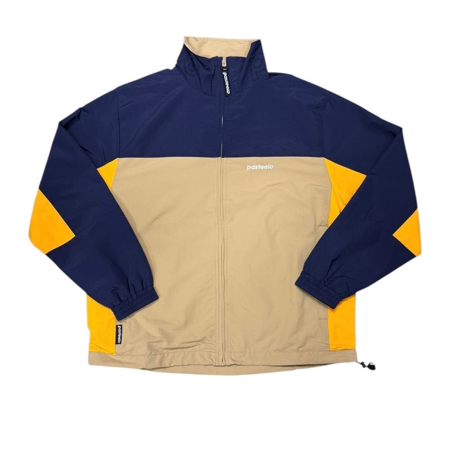 Pasteelo Brown Navy Sports Windbreaker Jacket