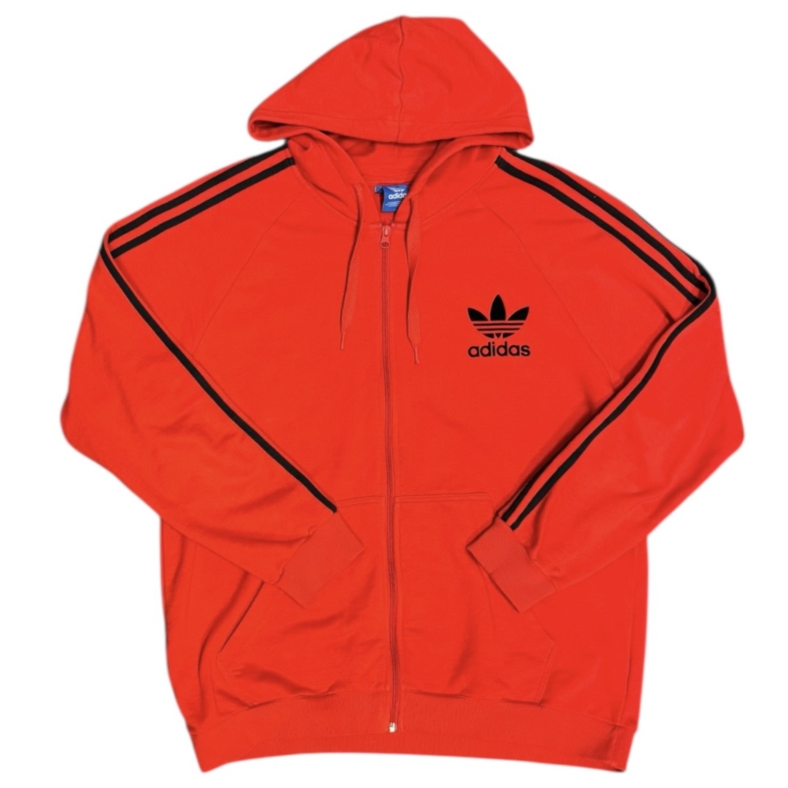 Adidas Originals Red Black 3-Stripes Zip Up Hoodie