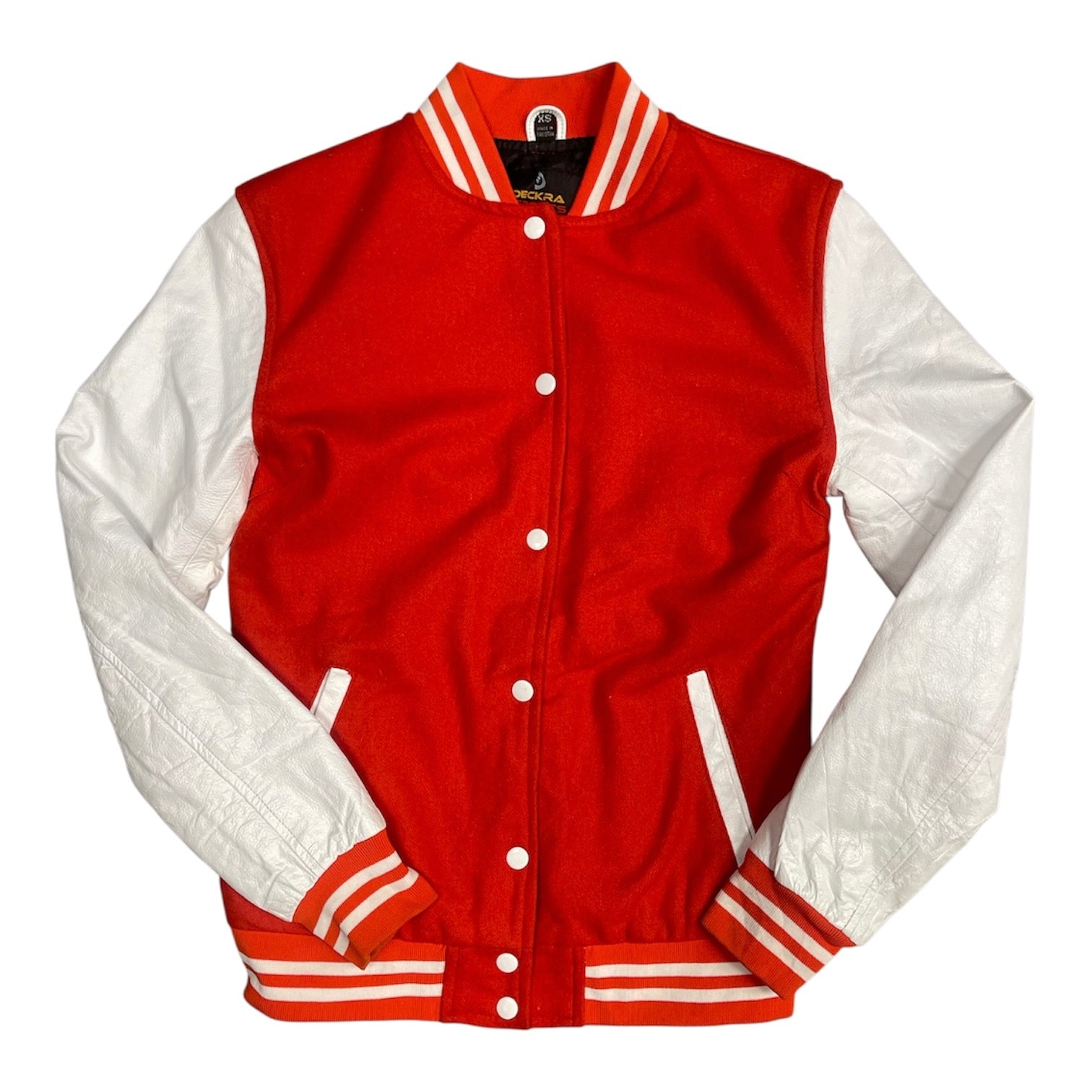 Deckra Sports Syracuse Orange White Varsity Jacket (W)