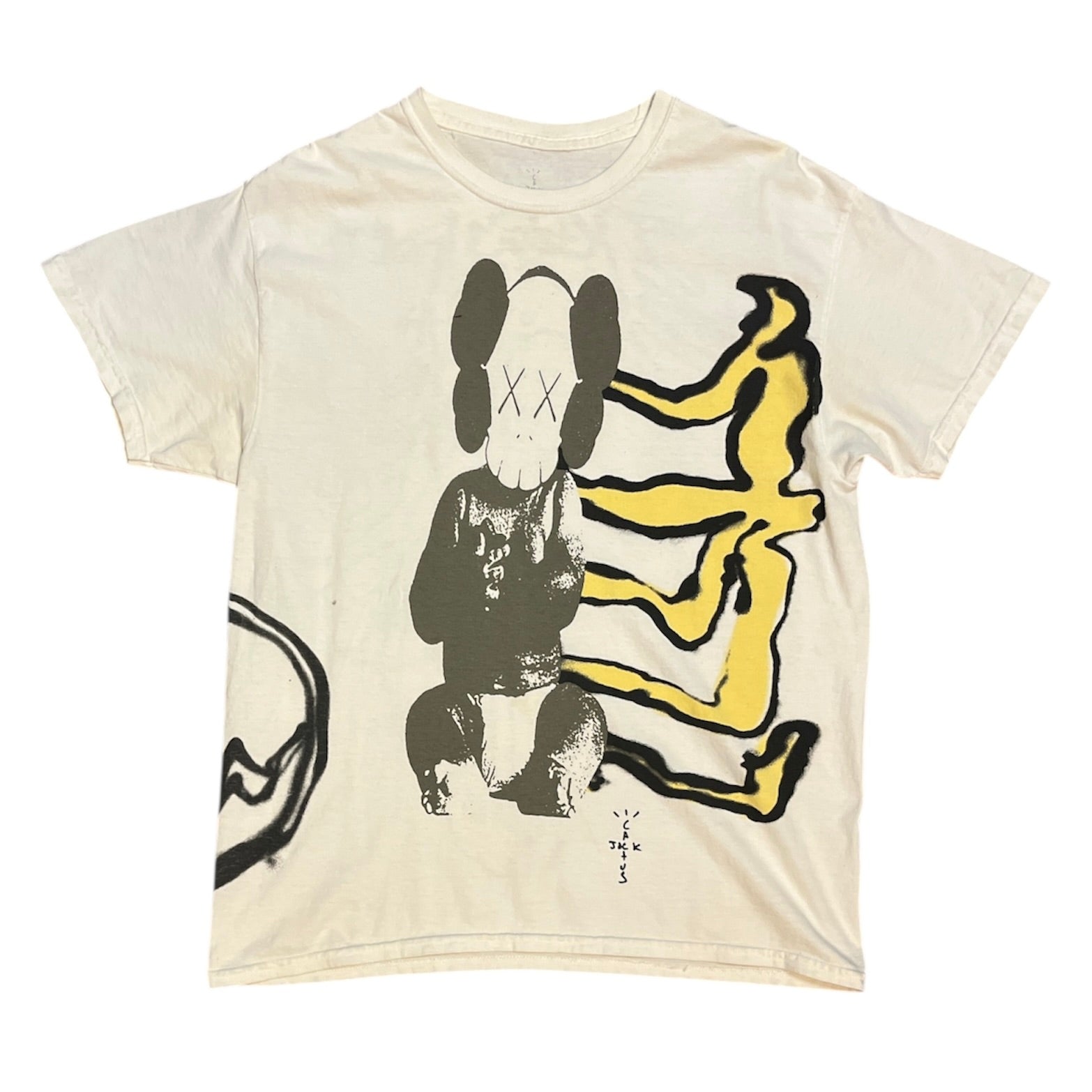 Travis Scott Cactus Jack Kaws For Fragment Aged Yellow Tshirt