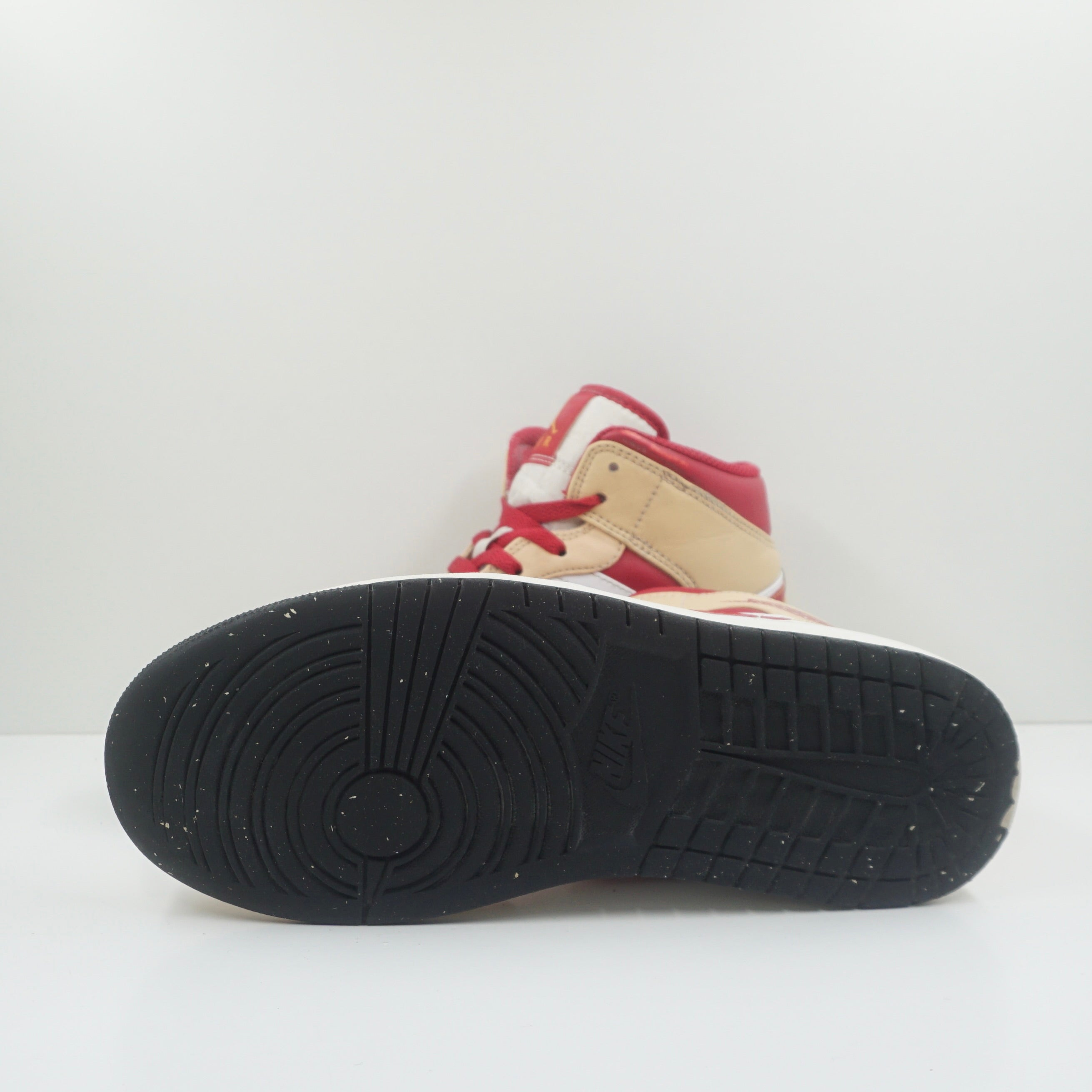 Jordan 1 Mid Light Curry Cardinal