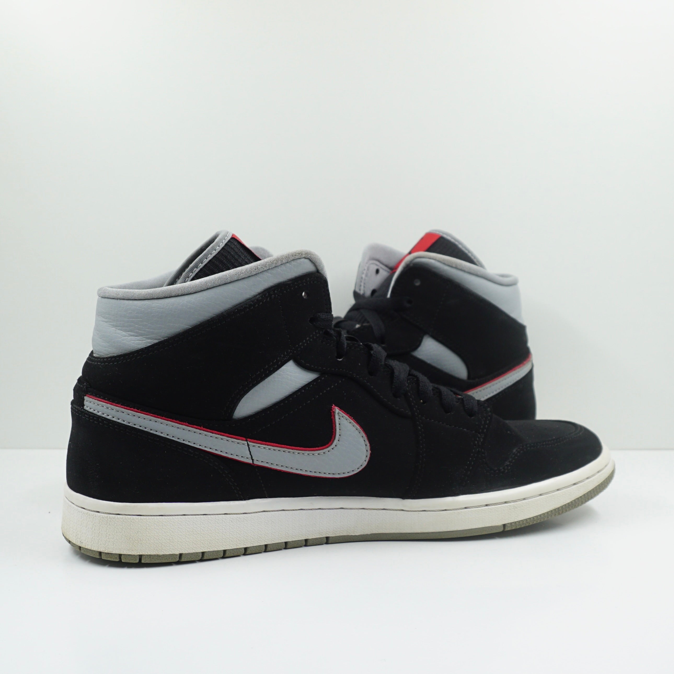 Jordan 1 Mid Black Particle Grey Gym Red