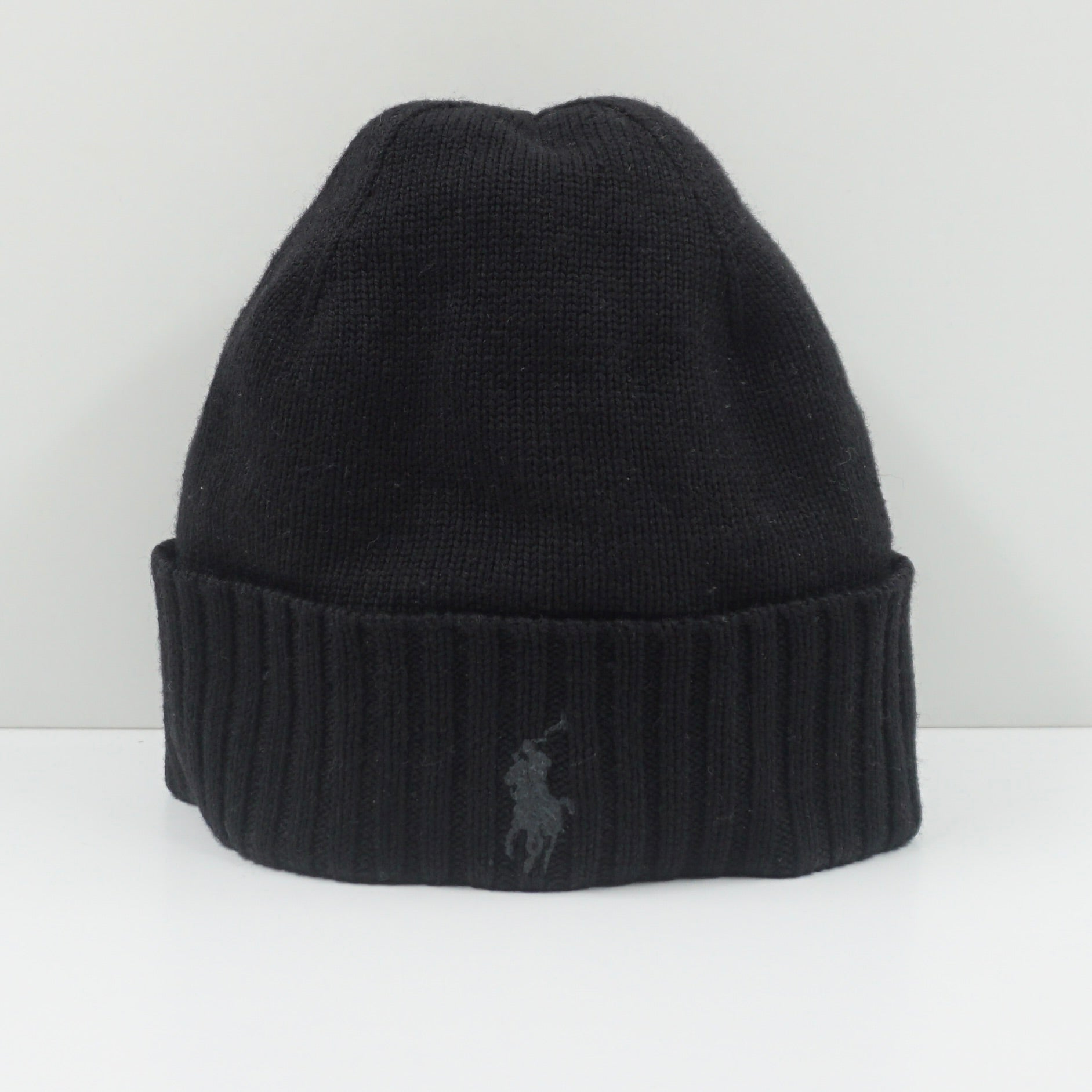 Polo By Ralph Lauren Black Ribbed Beanie