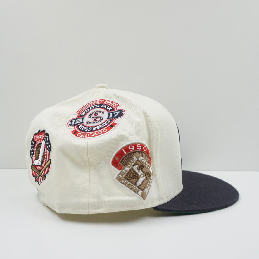 New Era MLB Cooperstown Chicago White Sox Patch Sail Navy Fitted Cap